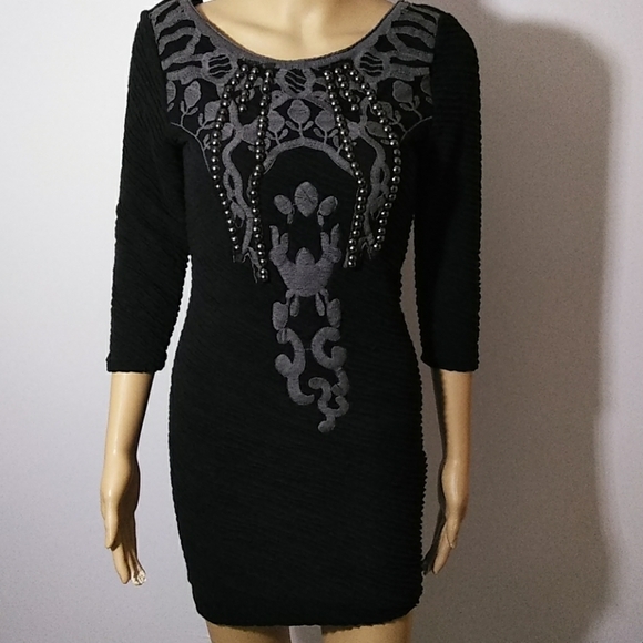 Free People Black Embroidered Studded Dress New with tags! Make offers now - Picture 2 of 7